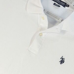 US Polo Assn. Performance Pique Polo Shirt Men Medium White Pony stretch